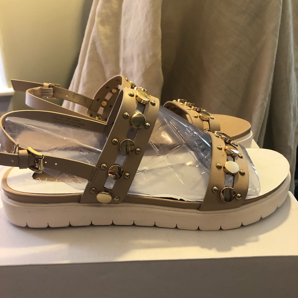 Aldo Studded Sandal Nude Leather NIB 9M